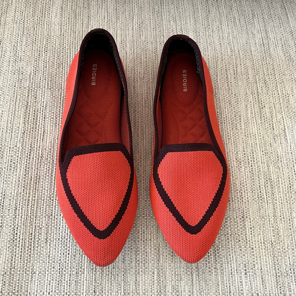 Birdies The Blackbird Pointed Toe Knit Slip On Flat Loafer Coral Reef 6.5